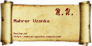 Mahrer Uzonka névjegykártya